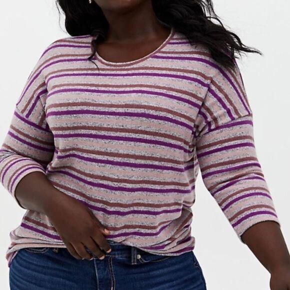 Torrid Super Soft Pink & Purple Striped Top - Picture 2 of 5